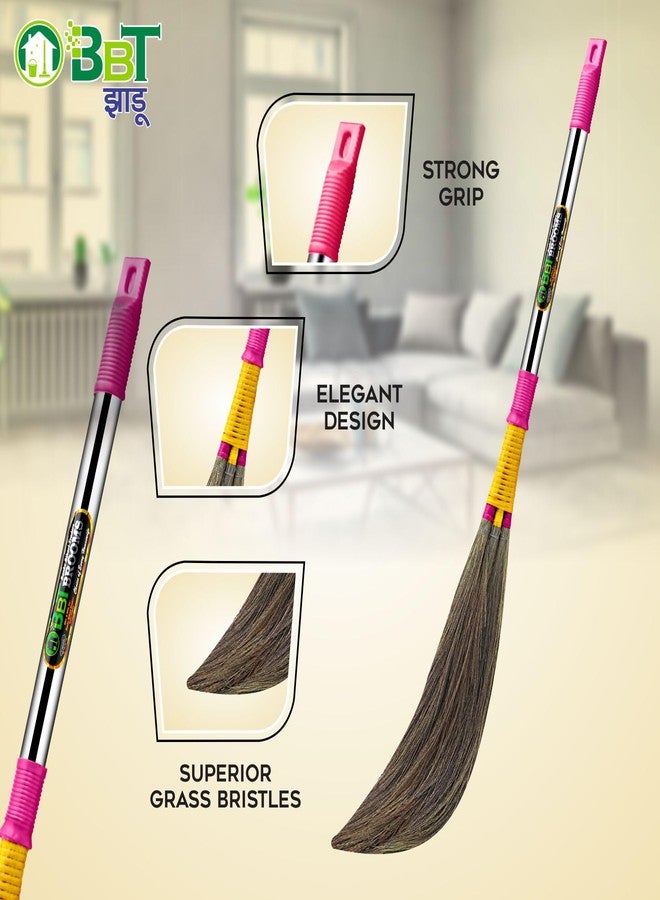 BBT Phool Jhadu | Natural Grass Broom Stick for Home Cleaning | Eco-Friendly Long Handle Jhadu | Anti Dust, Lightweight & Durable Pack of- (2, BAHUBALI 3D) - Image 5